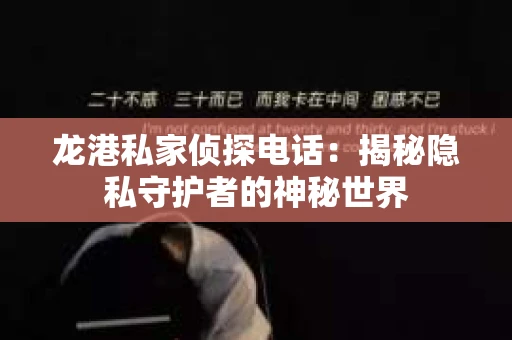 龙港私家侦探电话：揭秘隐私守护者的神秘世界