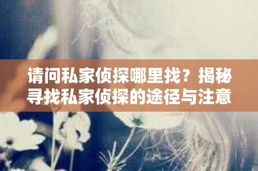 请问私家侦探哪里找？揭秘寻找私家侦探的途径与注意事项