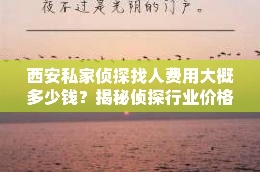 西安私家侦探找人费用大概多少钱？揭秘侦探行业价格之谜