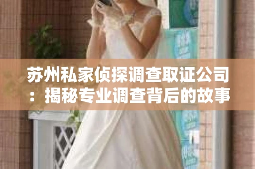 苏州私家侦探调查取证公司：揭秘专业调查背后的故事