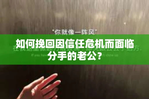 如何挽回因信任危机而面临分手的老公? 如何挽回因信任危机而面临分手的老公?